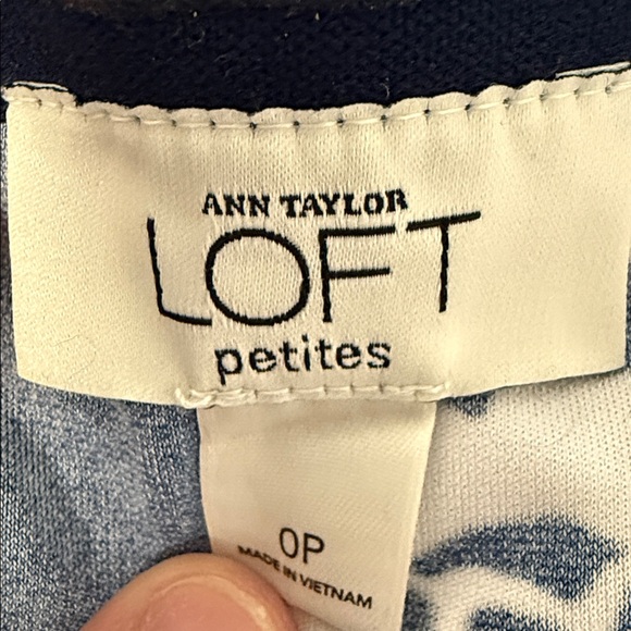 Ann Taylor LOFT Petites Floral Halter Dress 0P Navy Blue Petite - Picture 5 of 5